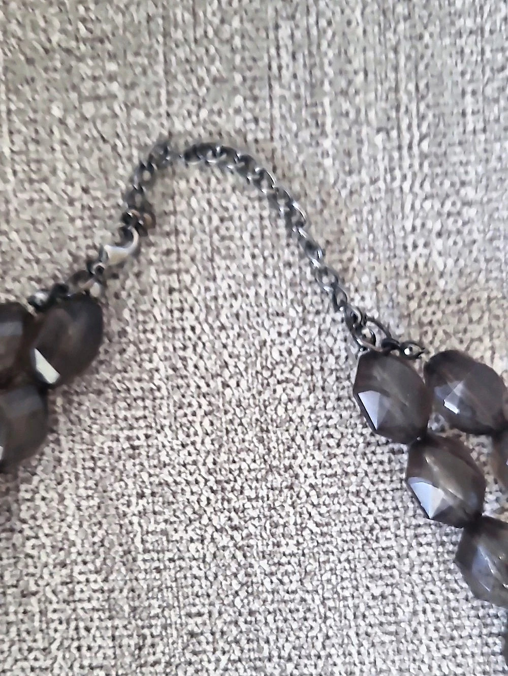 Faceted Beaded Necklace in Gray Like New - Picture 3 of 3